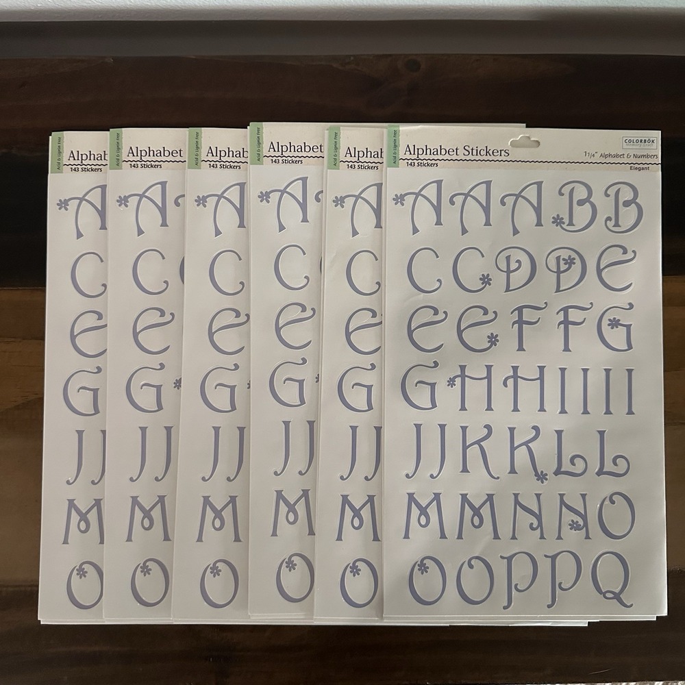 Colorbok Elegant Alphabet Stickers 6 Packs 143 Count 1.25 Inch Lavender Letters